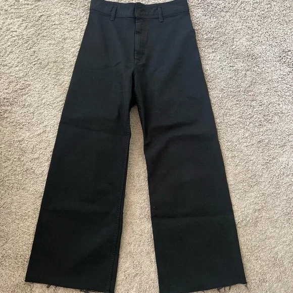 Zara The Marine Straight Black Wide Leg Pants Size Women's 8 - Picture 1 of 3